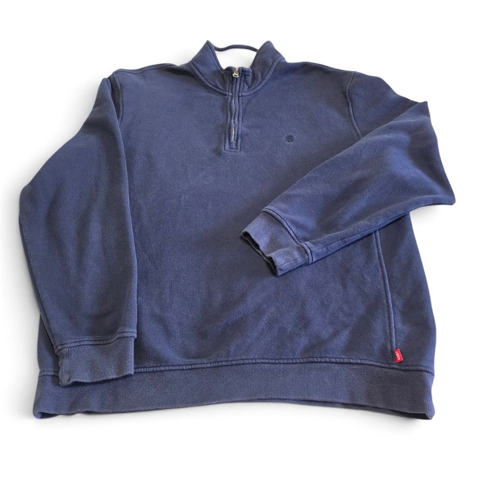 IZOD Quarter Zip Advantage Fleece Pullover Sweatshirt Navy Blue Men's Large